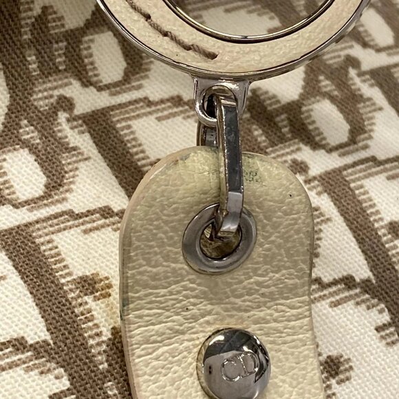 Auth DIOR/ChristianDior Flower Cream Khaki PVC Leather Handbag - Picture 10 of 16